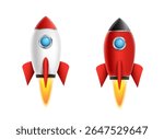Rocket vector icon launch space. Cartoon rocket spaceship background illustration clipart 3d isolated design icon.