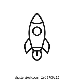 Rocket vector icon in line style, simple and minimalist transport vehicle icon