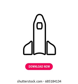 Rocket vector icon, The outlined symbol of spacecraft. Simple, modern flat vector illustration for mobile app, website or desktop app   