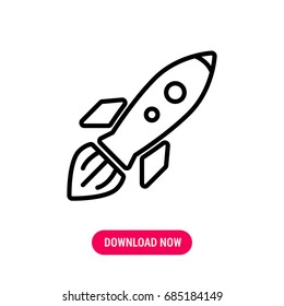 Rocket vector icon, The outlined symbol of spacecraft. Simple, modern flat vector illustration for mobile app, website or desktop app   