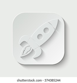 rocket vector icon - paper illustration