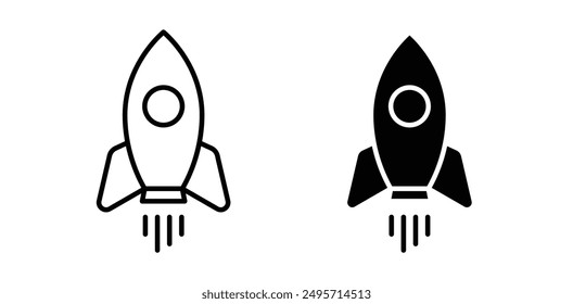 rocket vector icon set in black color.