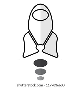 Rocket vector icon with shadow.