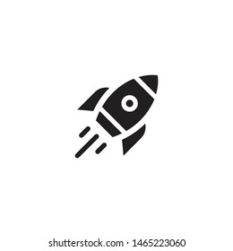 Rocket vector icon. Rocket ship with fire icon. Vector illustration with flying rocket. Space travel. Project start up sign. Creative idea symbol. Vector illustration