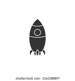 Rocket vector icon with silhouette style. Icon for web design, apps, sticker, banner, poster, printing usage and part of logo.