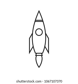 Rocket vector icon. Start up concept symbol space rocket ship in trendy flat style. line rocket Icon isolated on blue background