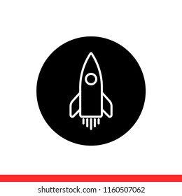 Rocket vector icon, startup symbol. Simple, flat design for web or mobile app