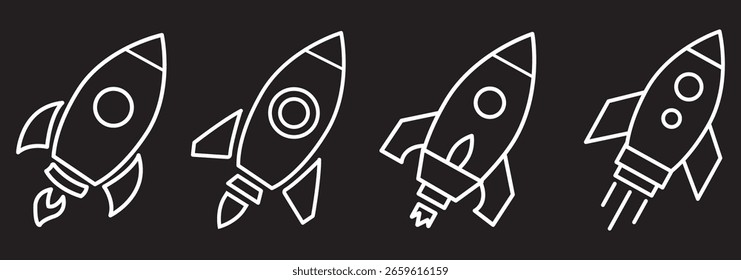 Rocket vector icon, Startup symbol, filled flat sign, solid pictogram isolated on a transparent background. EPS 10