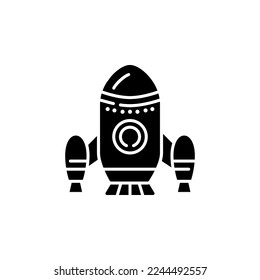 icono del vector del cohete. estilo glifo de icono de transporte. uso perfecto para logotipo, presentación, sitio web y más. diseño de iconos simple y moderno estilo sólido
