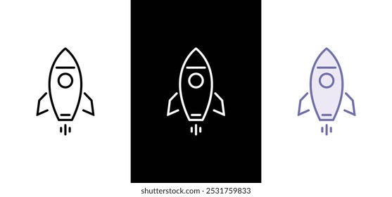 Rocket vector icons. Launch spaceship or spacecraft. Rocket fast flying for space. New business start up.