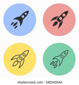 Rocket vector icons set. Illustration isolated for graphic and web design.