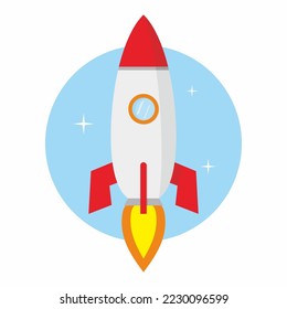Rocket vector illustration cartoon isolated on white background with stars in space travel
