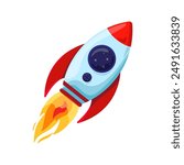 Rocket Vector Illustration. Cartoon spaceship isolated on a white. Flat Vector Illustration.