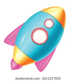 Rocket Vector Illustration. Cartoon spaceship isolated on a white background. Vector Illustration.	