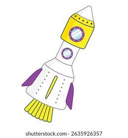 Rocket Vector Illustration. Cartoon spaceship isolated on a white. Flat Vector Illustration