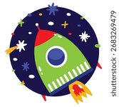 Rocket Vector Illustration. Flat Minimal Design. Editable Illustration for Web, Mobile, Print