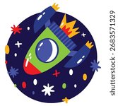 Rocket Vector Illustration. Flat Minimal Design. Editable Illustration for Web, Mobile, Print