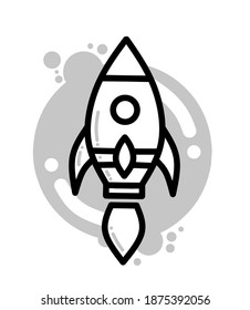 rocket, vector illustration of rocket flying cool, black and white color, line art, for mascot logo illustration.