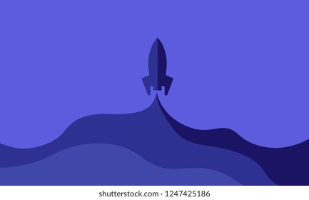 Rocket Vector and illustration flying rocket.Space travel to the moon.Space rocket launch.Project start up Solar System and text space