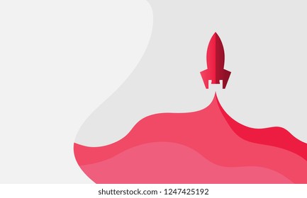 Rocket Vector and illustration flying rocket.Space travel to the moon.Space rocket launch.Project start up Solar System and text space