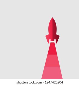 Vector de cohetes y cohete volador de ilustración.Viaje espacial a la luna.Lanzamiento de cohete espacial.Inicio de proyecto Sistema solar y espacio de texto