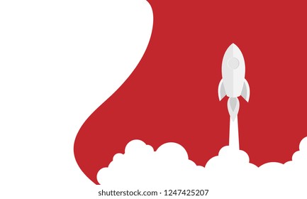 Rocket Vector and illustration flying rocket.Space travel to the moon.Space rocket launch.Project start up Solar System and text space