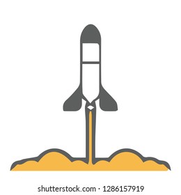 Rocket vector illustration gold colour.Modern
