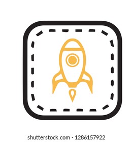 Rocket vector illustration gold colour.Modern