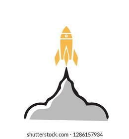 Rocket vector illustration gold colour.Modern