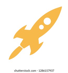 Rocket vector illustration gold colour.Modern