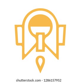 Rocket vector illustration gold colour.Modern