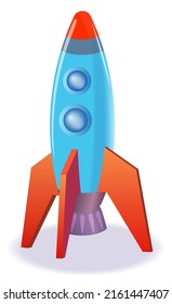 Rocket vector illustration isolated on a white background. Rocket standing on a ground, ready to start up. 3D rendering