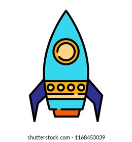 A rocket vector illustration in line color design