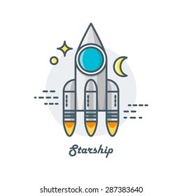 Rocket vector illustration. Line icon