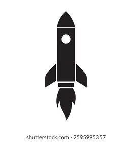rocket vector illustration, minimal design, isolated object