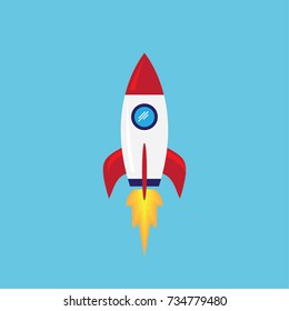 rocket vector illustration on blue background