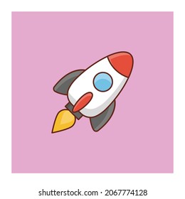 rocket Vector illustration on a transparent background. Premium quality symbols.Vector line flat color icon for concept and graphic design.