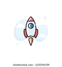 Rocket vector illustration. Outline filled Seo & Web icons.