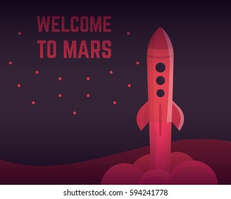 Rocket vector illustration in red colors