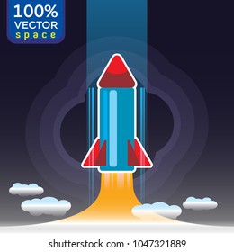 Rocket vector illustration. send a man to the galaxy.