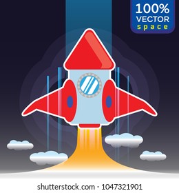 Rocket vector illustration. send a man to the galaxy.