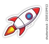 A rocket vector illustration should feature a sleek, streamlined rocket with a pointed nose cone, fins at the base, and a cylindrical body. The rocket might have a classic design with three fins, ofte