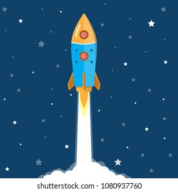 Rocket Vector Launching Into Space Start New Travel Icons Background Background Travel Concept Investment Rocket Future Of The New Generation Wallpaper, Travel Concept, Investment Concept, Business