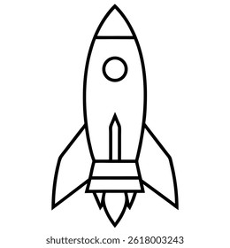 Rocket vector line art on white background