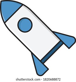 rocket vector line flat icon 