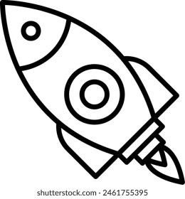 Rocket Vector Line Icon Design