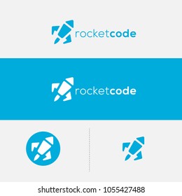 Rocket vector logo. Code logo