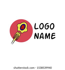 rocket vector logo with a red circle