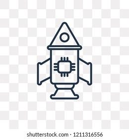 Rocket vector outline icon isolated on transparent background, high quality linear Rocket transparency concept can be used web and mobile