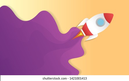 rocket vector with papercut style